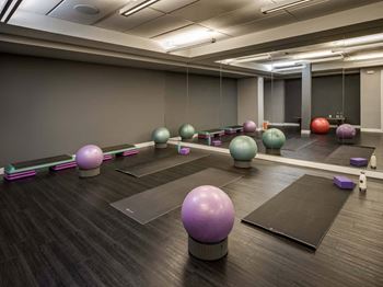 Yoga mat in yoga studio